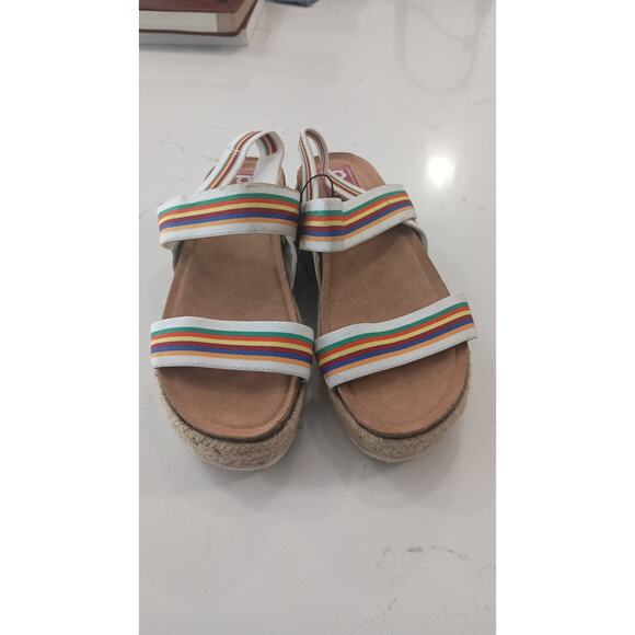 $ 🌈POP Espilldra platform sandal strappy rainbow striped size 8 W - Picture 4 of 8